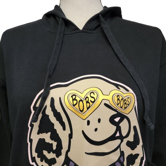 Skechers Bobs Hoodie Womens Sz XS Classy Lassie‎ Black Dog Pouch Pals Sweatshirt - Picture 2 of 8